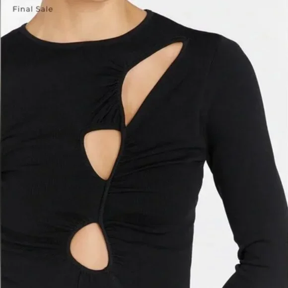 DISSH Monique Long Sleeve Knit Top in Black Cut Out Minimalist Evening - Size L - Picture 2 of 13
